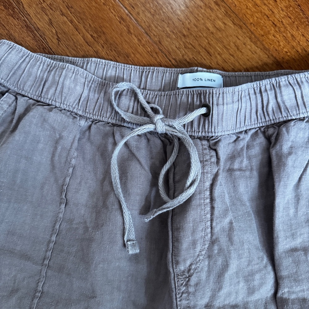 42. Women’s Casual Drawstring Linen Jogger Pants - Tan/Light mauve - Picture 5 of 7